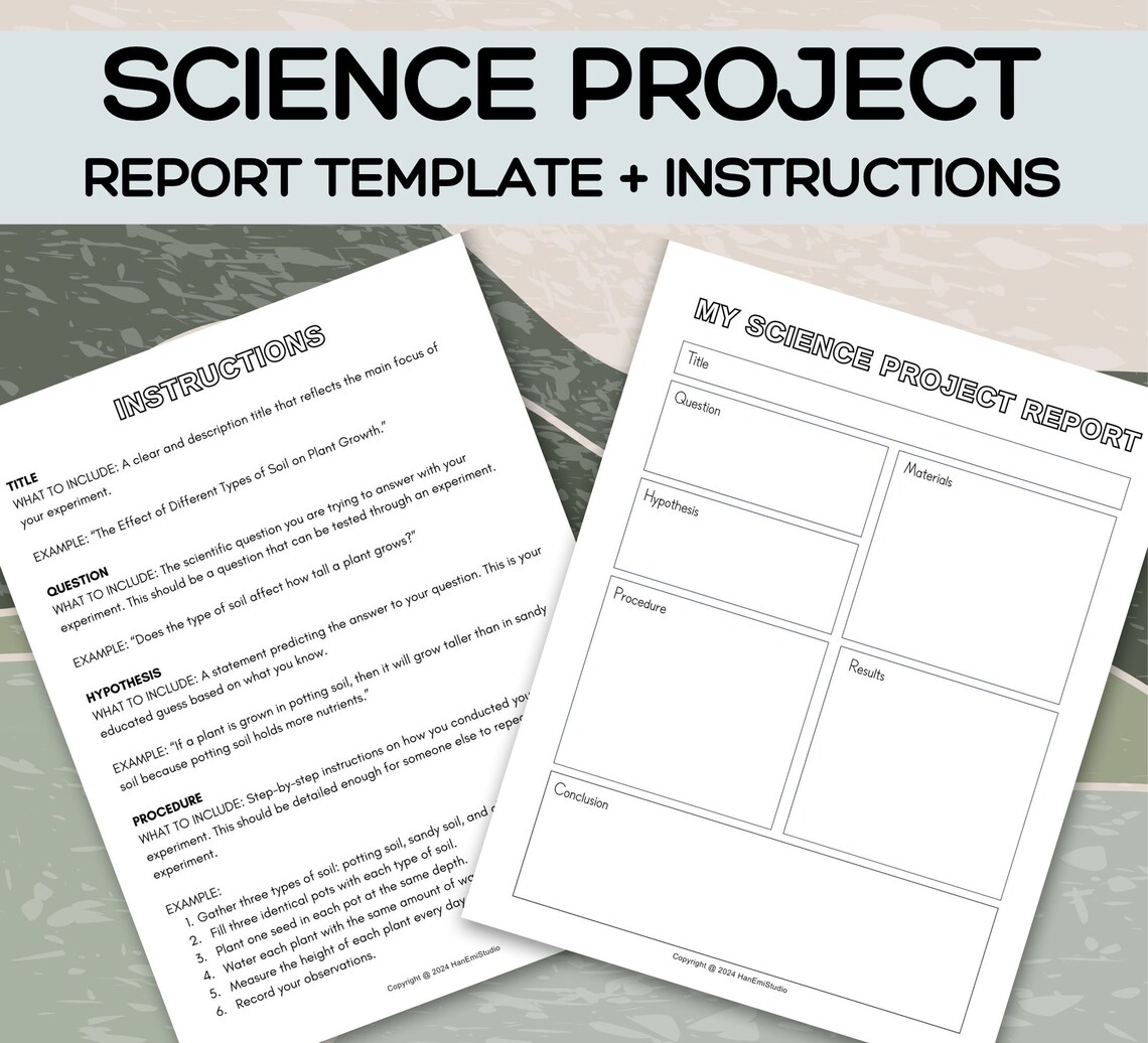 Science Project Report Template With Detailed Instructions; Science ...