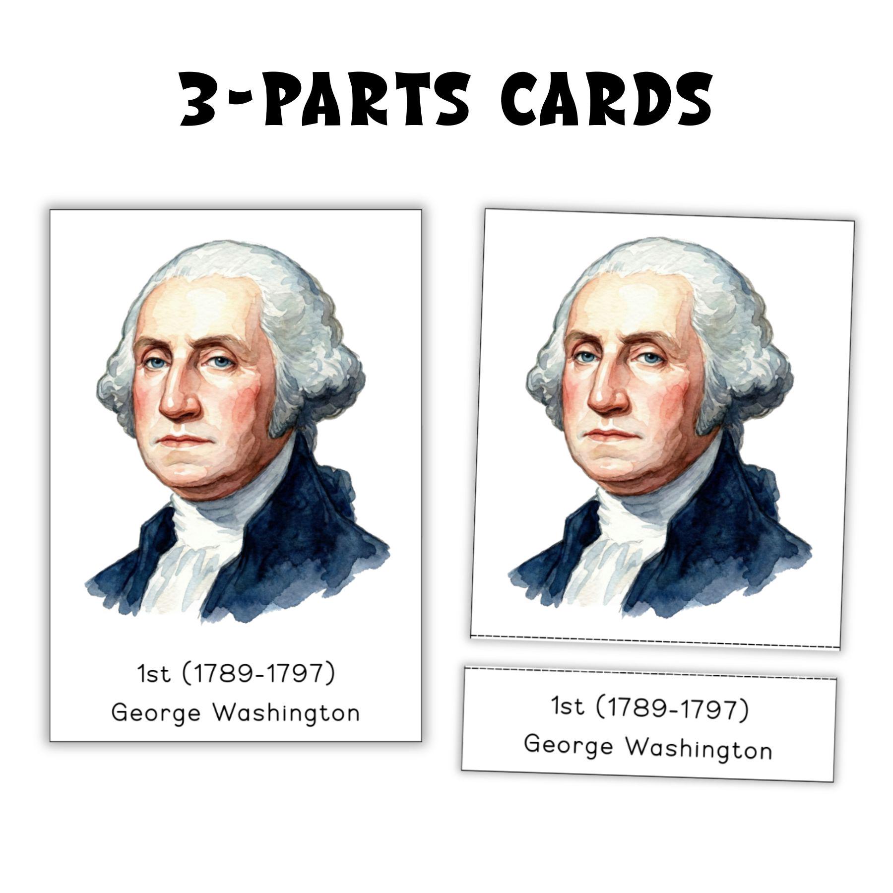 US Presidents Flashcards; 3-parts Flashcards; Montessori American ...