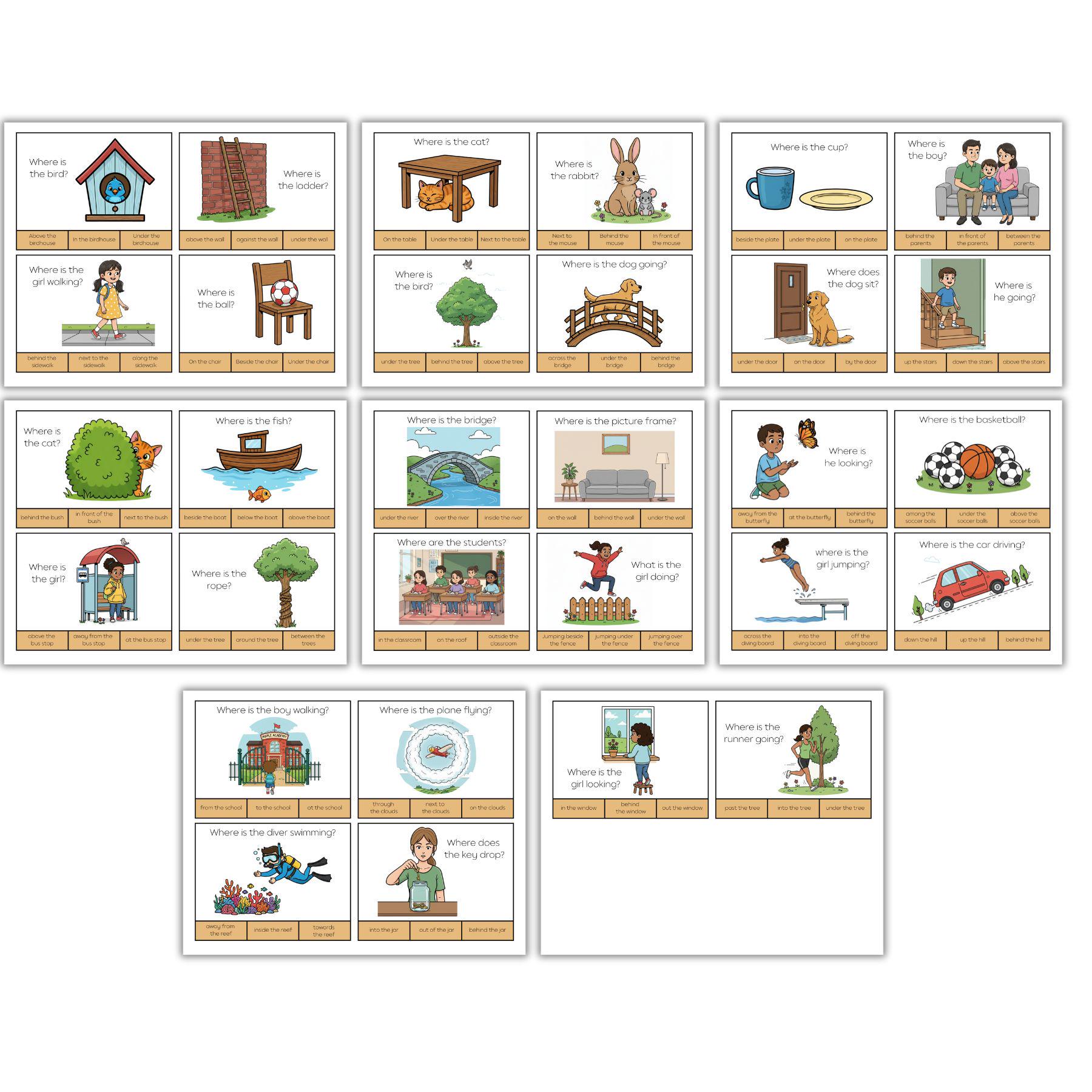 Preposition Task Cards for Kids; Identifying Prepositions; Special ...