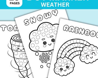 Weather Dot Marker Coloring Pages: Kids Preschool Activity (PDF)
