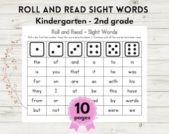 Roll and Read Sight Words Game - First 350 Fry Sight Words (10 pages); Reading Practice, Homeschool Resources, Reading Fluency