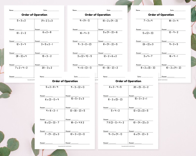 15-page Simple Order of Operation Worksheets for 4th 6th Graders ...