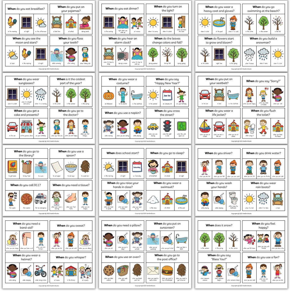 When Question Homework 48 WHEN Question Task Cards; WH Question Clip Cards; Speech Therapy ...