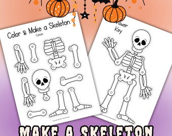 Make a Skeleton Craft for Kids; Skeleton Cut Out; Halloween Cut and Glue; Fall Craft; Kids Halloween Activity; DIY Halloween Craft for Kids
