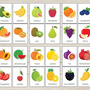 88 Fruits and Vegetables Vocabulary Flashcards; Printable Kids Flash ...
