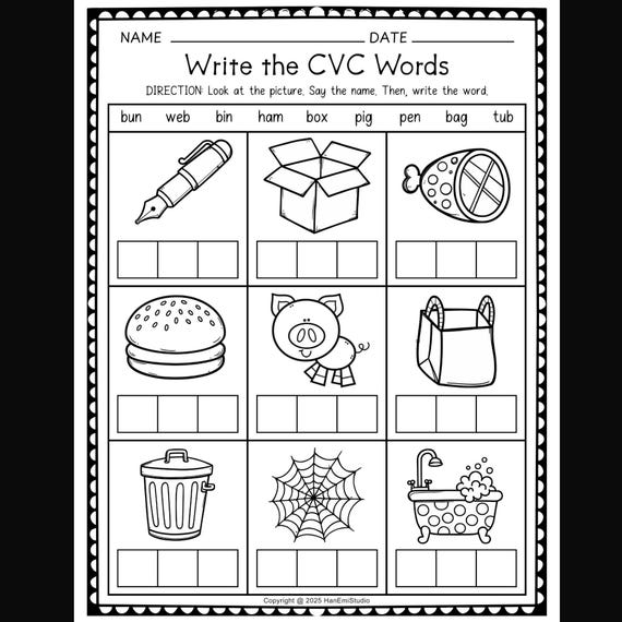 CVC Words Writing Practice Worksheets; CVC Worksheets; Sight Word Practice; Phonics Worksheet; CVc Activities; ESL; Phonics Practice;