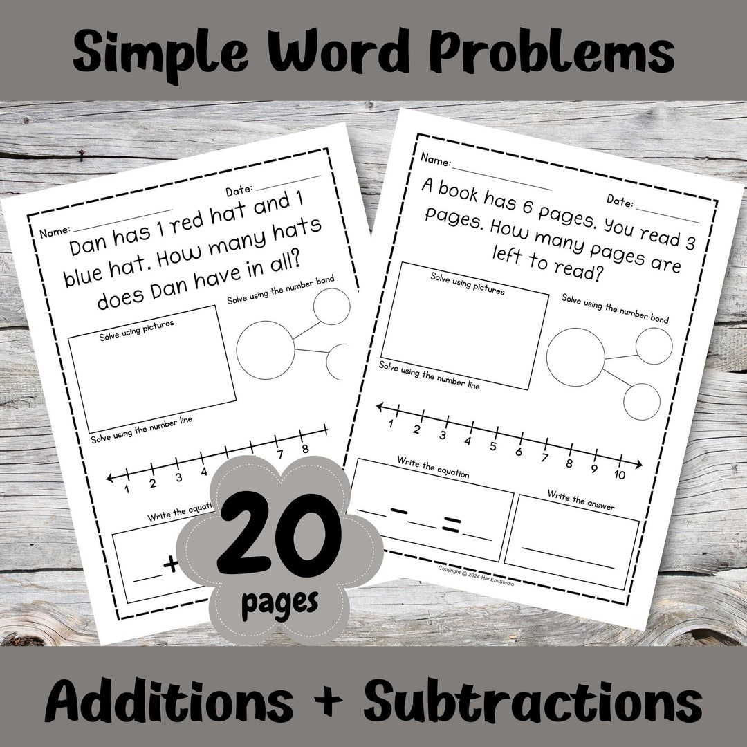 20-page Simple Word Problems 1st Graders; Number Line Additions; Math ...