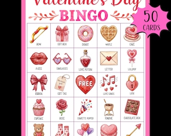 Juego de bingo de San Valentín para niños; Actividad imprimible para fiestas en el aula; Juego de bingo festivo; Actividades de San Valentín; Juegos de San Valentín