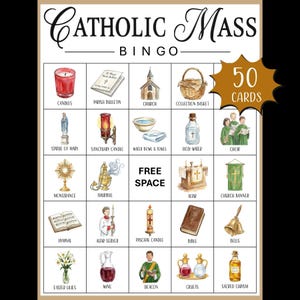 Catholic Mass Bingo Game Printable; Catholic Classroom Activity; Sunday Liturgy Game; First Communion; Catholic School Game; Bible Bingo