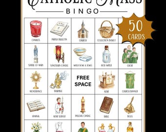 Gra w bingo o mszy katolickiej do druku; Aktywność w klasie katolickiej; Gra o niedzielnej liturgii; Pierwsza Komunia; Gra w szkole katolickiej; Bingo biblijne