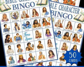 Bible Character Bingo Printable Game; Riddle Bingo Printable; Sunday School Activity; Christian Family; Bible Stories Bingo; Catholic School