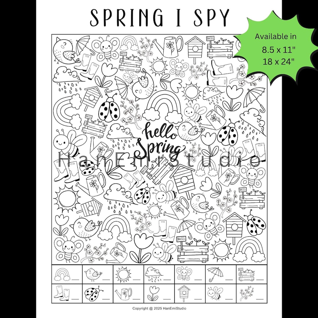 Spring I Spy Game Printable; Search and Find Activity for Kids; Spring ...