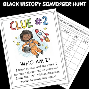 Black History Month Scavenger Hunt; Printable Black History Month Classroom Activities; Black History Game; School Scavenger Hunt
