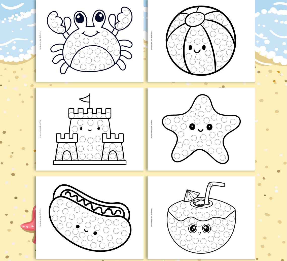 30-page Summer Dot Marker Worksheets for Kids; Summer Do-a-dot ...