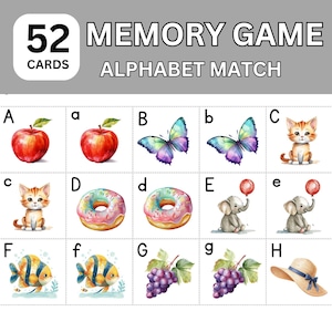 アルファベットマッチ記憶ゲーム、アルファベットマッチングカード、文字記憶ゲーム、子供向け記憶ゲーム、高齢者向け記憶ゲーム