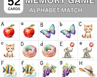 Alphabet Match Memory Game; Alphabet Matching Cards; Letters Memory Game; Memory Games for Kids; Memory Games for Seniors