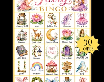 Afdrukbaar sprookjesbingospel; Betoverde feeënfeestactiviteit; Dargon-bingo; Feeënverjaardagsspel; Fantasiebingo; Sprookjesfeestspellen