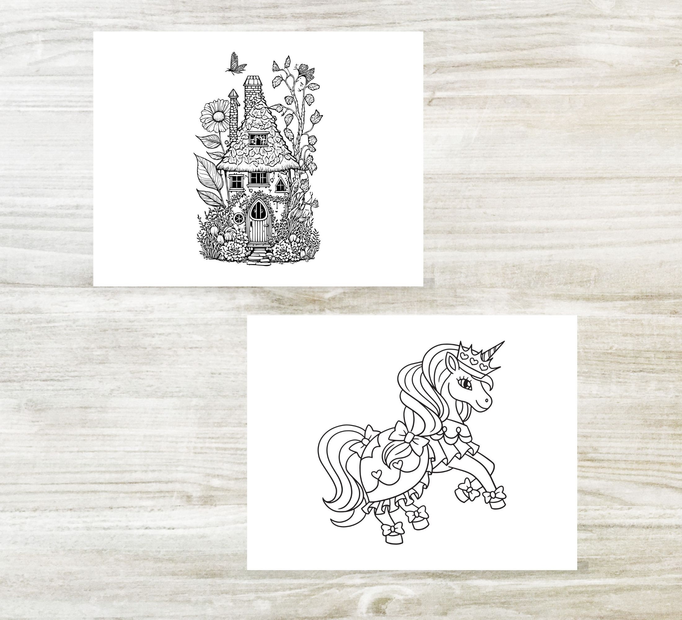 50 Princess Coloring Page for Kids, Printable Coloring Book, Kids