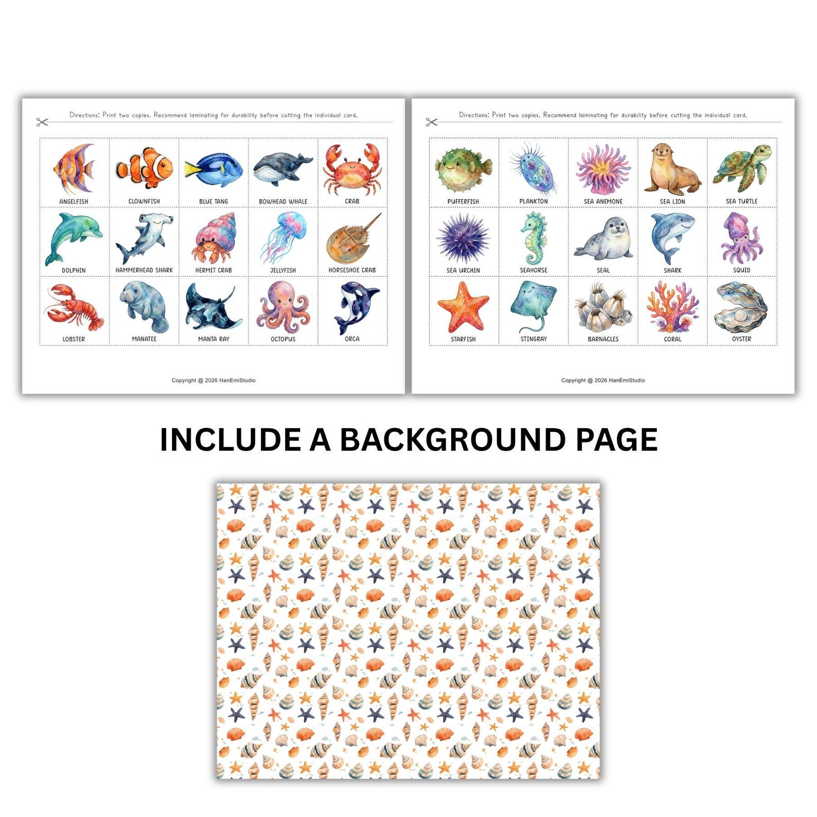 Ocean Memory Game Printable; Under the Sea Matching Cards for Kids; Sea ...