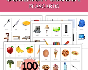 100 Common Objects Flashcards; Speech Therapy Flashcards; Educational Flashcards; Montessori Flashcards; First Words Flashcards