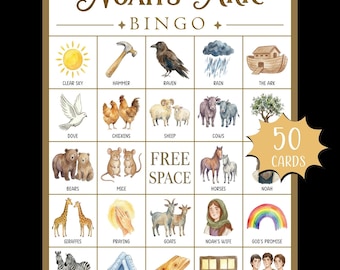 Gra bingo Arka Noego do druku; Gra bingo z opowieściami biblijnymi; Gry szkółki niedzielnej; Gry szkół chrześcijańskich do druku; Bingo ze Starego Testamentu; Biblia