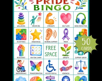 Gra bingo dla osób z niepełnosprawnościami do druku; Aktywność z okazji Miesiąca Świadomości Niepełnosprawności; Gra imprezowa na rzecz integracji DEI; Gry dla osób z niepełnosprawnościami; Bingo dla osób z niepełnosprawnościami