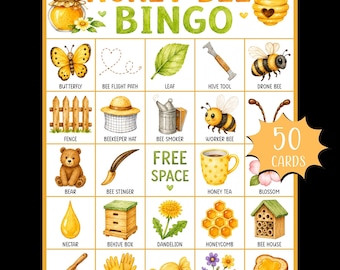 Jogo de Bingo da Abelha para Imprimir; Jogo de Bingo da Abelha; Jogo de Festa de Aniversário com Tema de Abelha; Atividade Infantil de Primavera; Bingo de Primavera; Jogo de Bingo de Aniversário