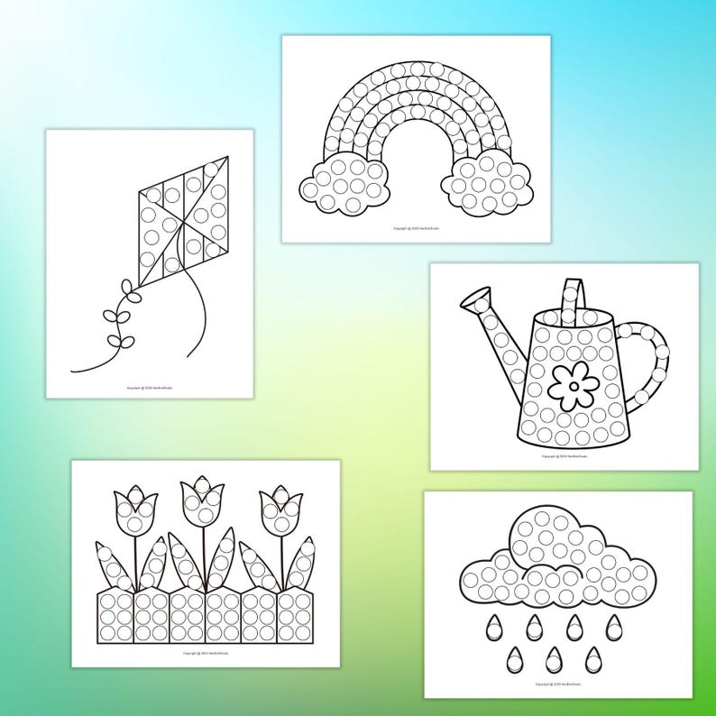 Spring Dot Marker Coloring Pages: Kids Preschool Activity (PDF) - Etsy