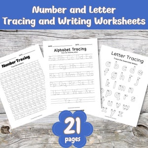 21-Page Number and Letter Tracing and Writing Worksheet; Printable Worksheet for Kid; Alphabet tracing worksheet; Alphabet Worksheets