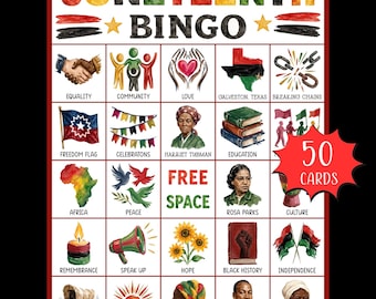 Juneteenth Bingo Game Printable; Black History Month Activity; Freedom Day Party Game; Juneteenth Celebration Games; June 19th Activity