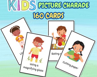 Kids Picture Charades Cards; Educational Game for Children; Family Game Night;  Kids Charade, Printable Party Games; Toddler Games;