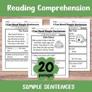 20 Reading Comprehension Worksheets 1st grade; Reading Comprehension 2nd grade; Kindergarten Reading Comprehension Worksheets; PreK Reading