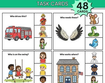 Who Question Task Cards; Speech Therapy; Language Development; WH Questions; ESL; Expressive Language Task Cards; language comprehension