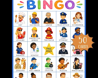 Bingo de Profissões para Imprimir; Jogos para o Dia do Trabalho; Bingo de Profissões; Bingo de Carreiras; Bingo para Imprimir