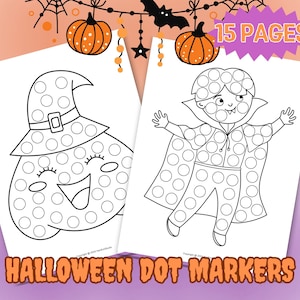 15 Halloween Dot Marker Worksheets for Kids; Dot a Dot; Kids Coloring Pages; Halloween Activities for Kids; Halloween Coloring; Halloween