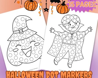 Halloween Dot Marker Worksheets for Kids; Dot a Dot; Kids Coloring Pages; Halloween Activities for Kids; Halloween Coloring; Halloween