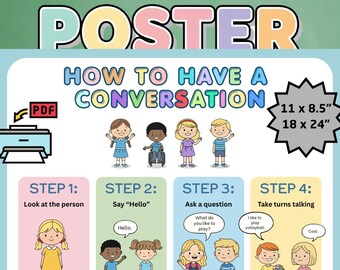 How to Have a Conversation Printable Poster; Social Skills; Classroom Poster; Special Education; Classroom Visual; Conversation Starter