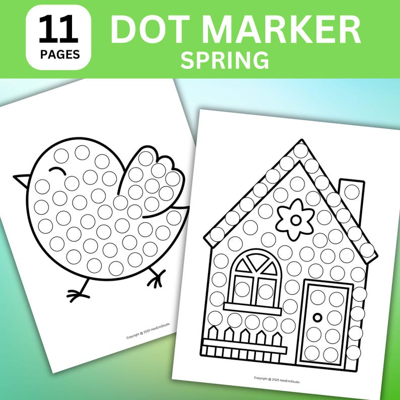 Spring Dot Marker Coloring Pages: Kids Preschool Activity (PDF) - Etsy