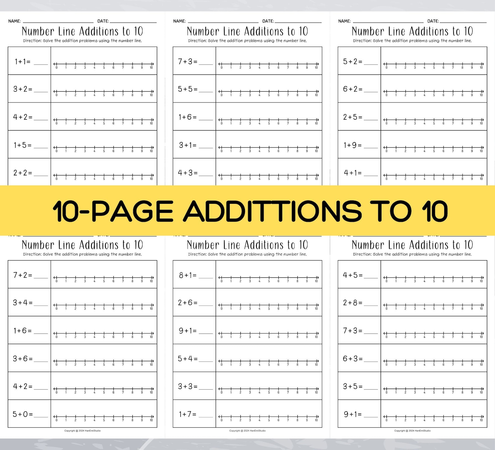 Addition Small Numbers 25 Number Line Addition Worksheets; Additions to 10; Additions to 20 ...