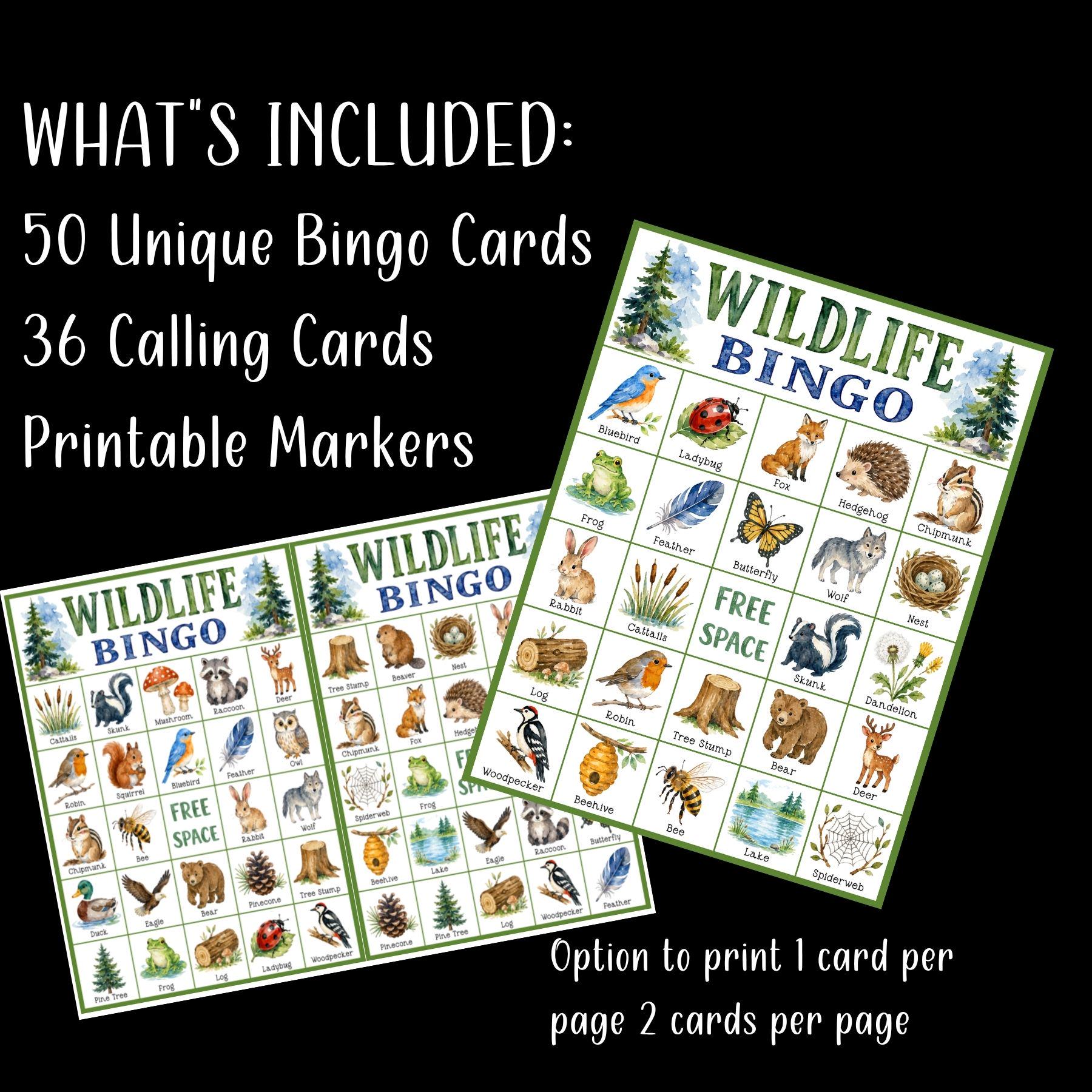 Wildlife Bingo Game Printable; Forest Animal Bingo; Woodland Activity ...