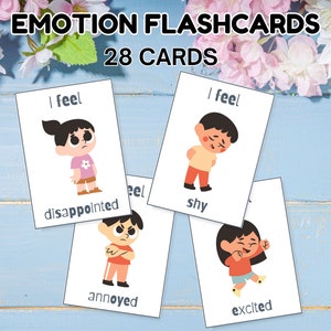 28 Emotion Flashcards for Kids; Learn Emotions; Printable Flashcards; feelings flashcards for kids; emotions worksheets for kids