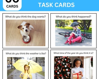 60 Making Inference Task Cards; Critical Thinking Cards; Brain Test for Kids; Brain Exercises; Cognitive Therapy Tools; Cognitive Activities