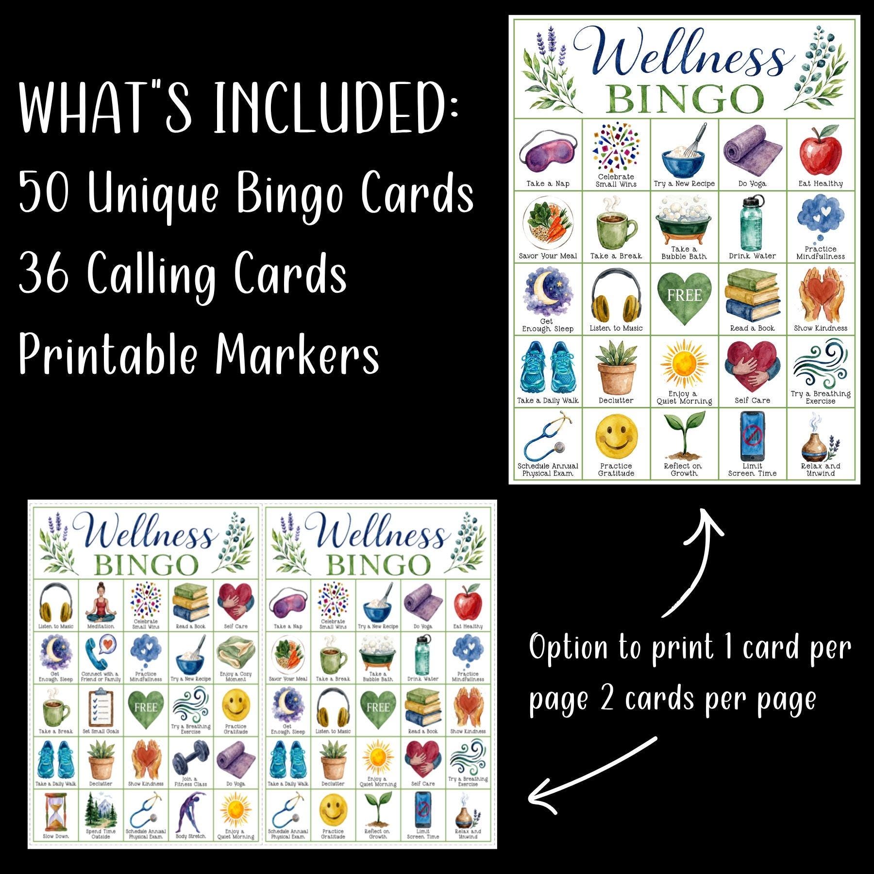 Wellness Bingo Game Printable; Self-care Activity for Adults & Kids ...
