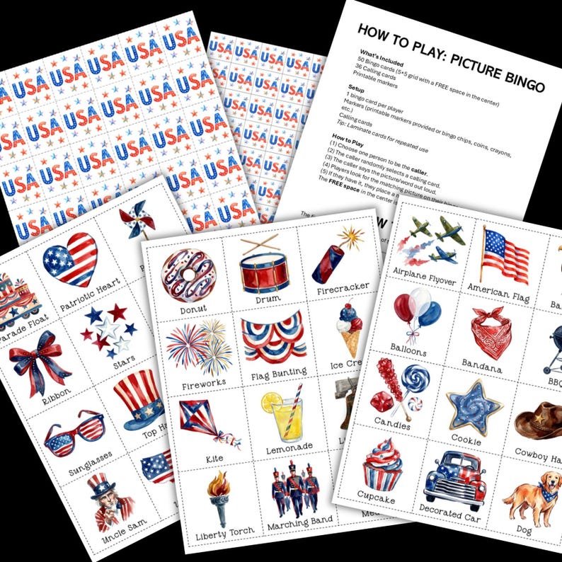 Patriotic Bingo Game Printable; 4th of July Party Game; Independence ...