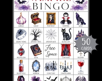 Vampire Bingo Game Printable; Halloween Bingo; Spooky Halloween Party Game; Halloween Activities; Vampire Party; Fantasy Bingo; Magic Bingo