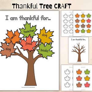 Gratitude Tree Activity; Printable Thankful Tree Activity; Thanksgiving Crafts; DIY Activities for Kids; Printable Thanksgiving Activity