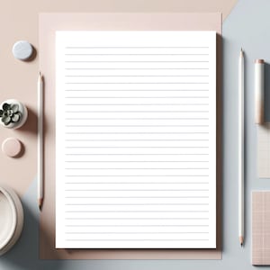Papelería imprimible con líneas simples: papel de escritura elegante para uso personal y profesional / Notas / Diario / Escritura / Papel rayado