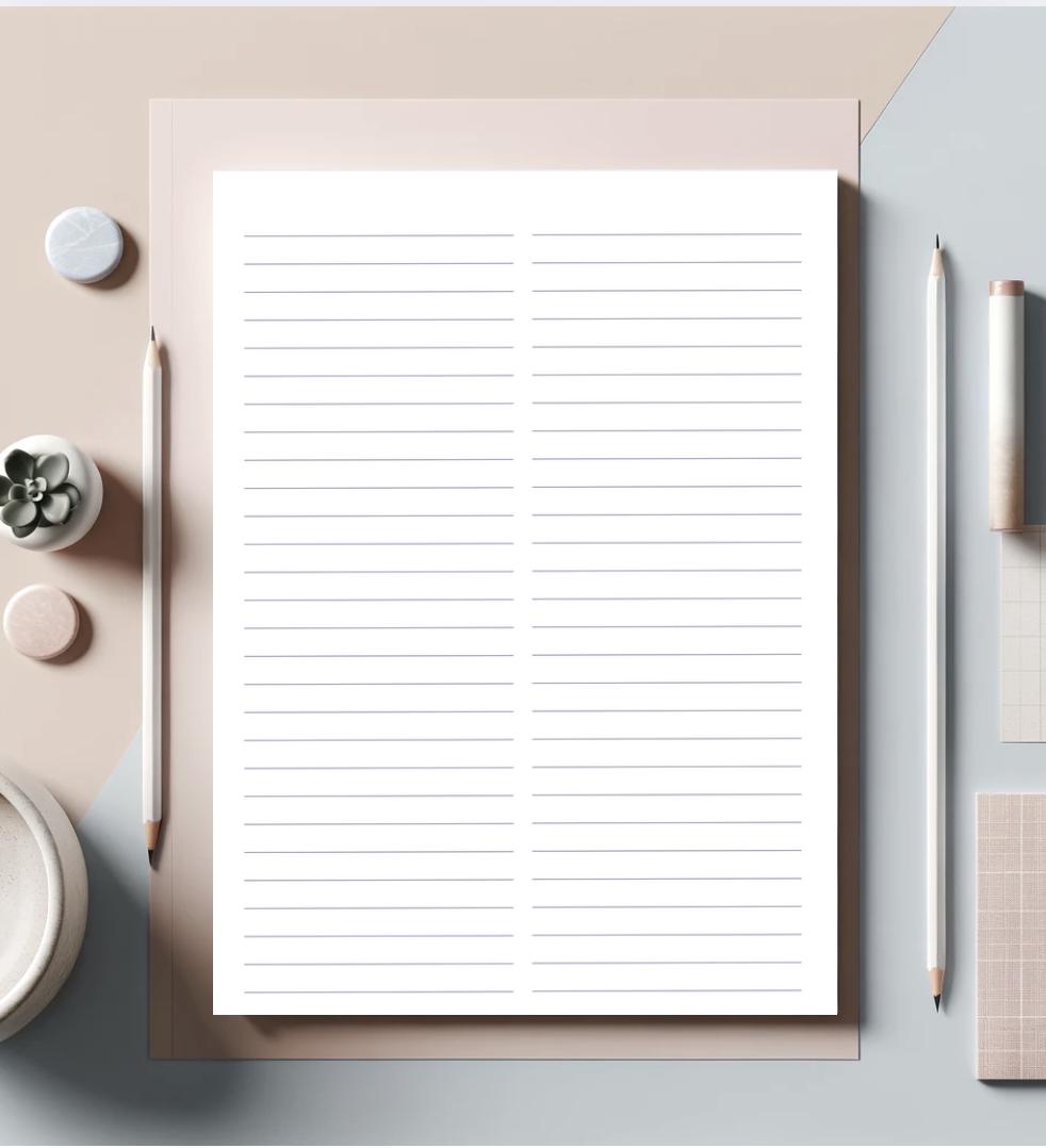 Simple Lined Printable Stationery Column Notes- Elegant Writing Paper ...