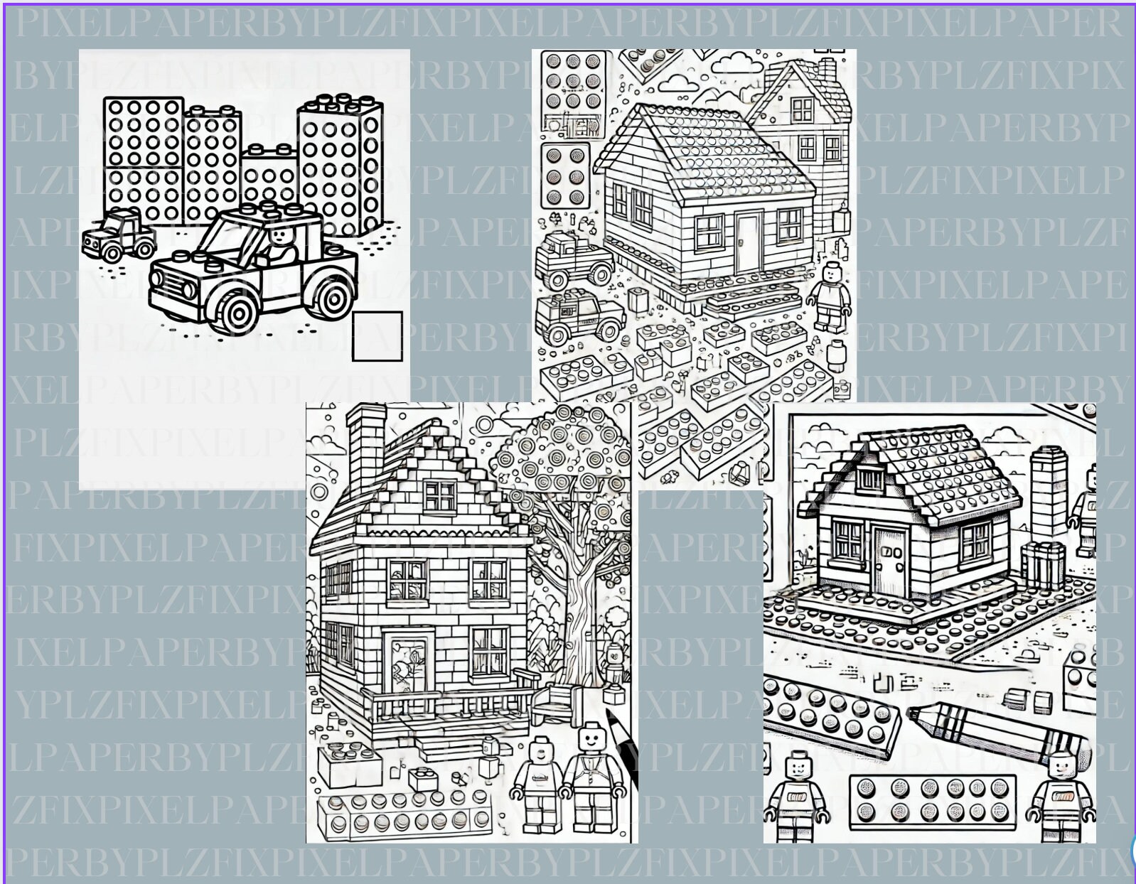 Building Block Themed Coloring Pages for Kids - Set of 4 Fun & Creative ...