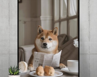 Framed Dog Poster, smart boy, funny pet poster, dog portrait, wall art, ready to hang, digital download